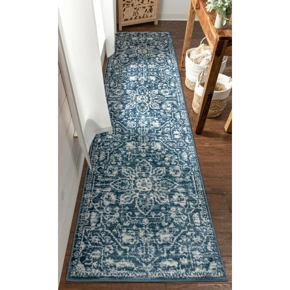 Well Woven Della Light Blue Vintage Medallion Pattern 3x10 (2'7" x 9'10") Runner Rug