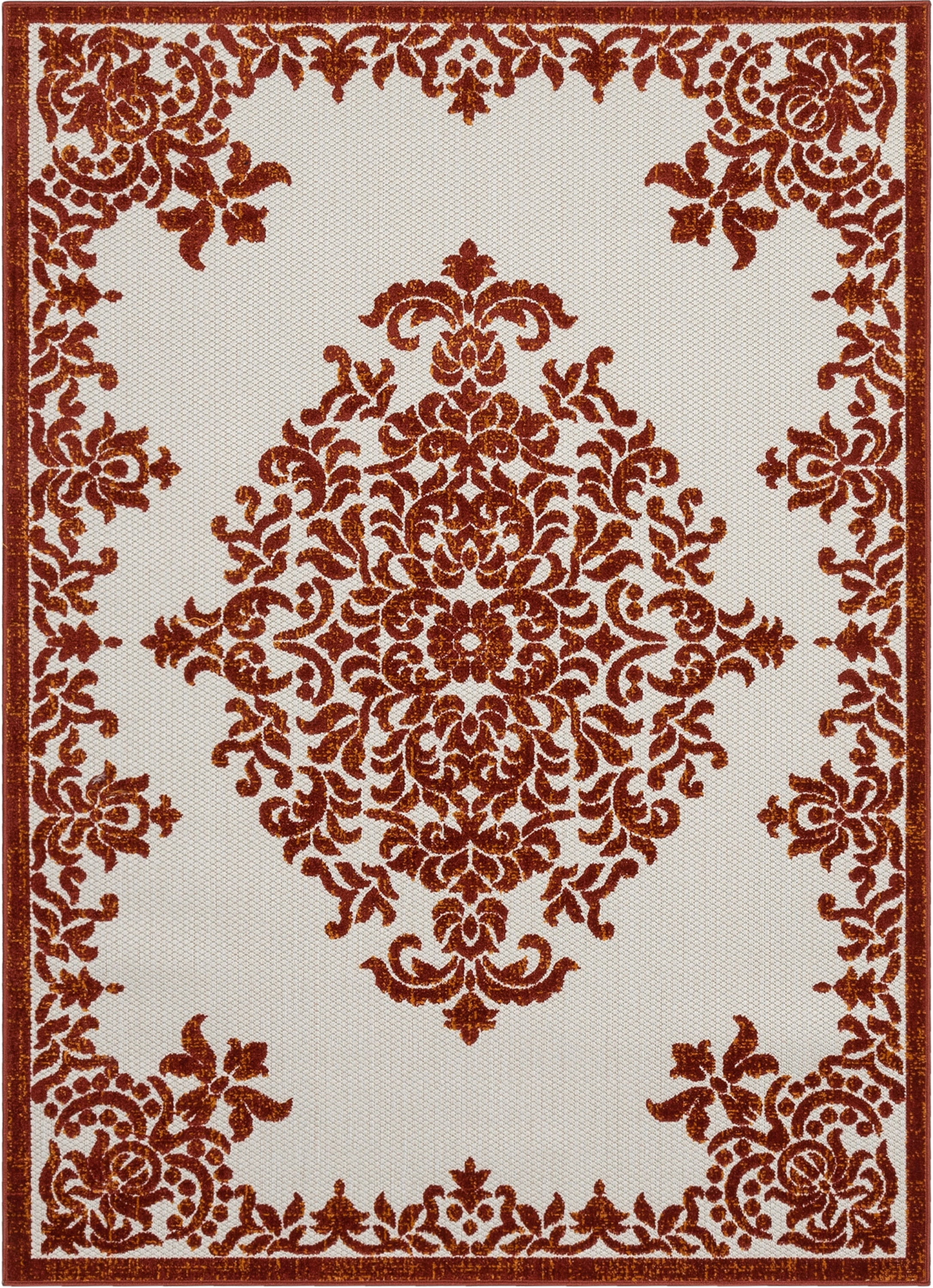 Well Woven Dorado Arid Modern Floral Terracotta Indoor/ Outdoor High-Low Pile 2'7" x 9'10" Runner Rug