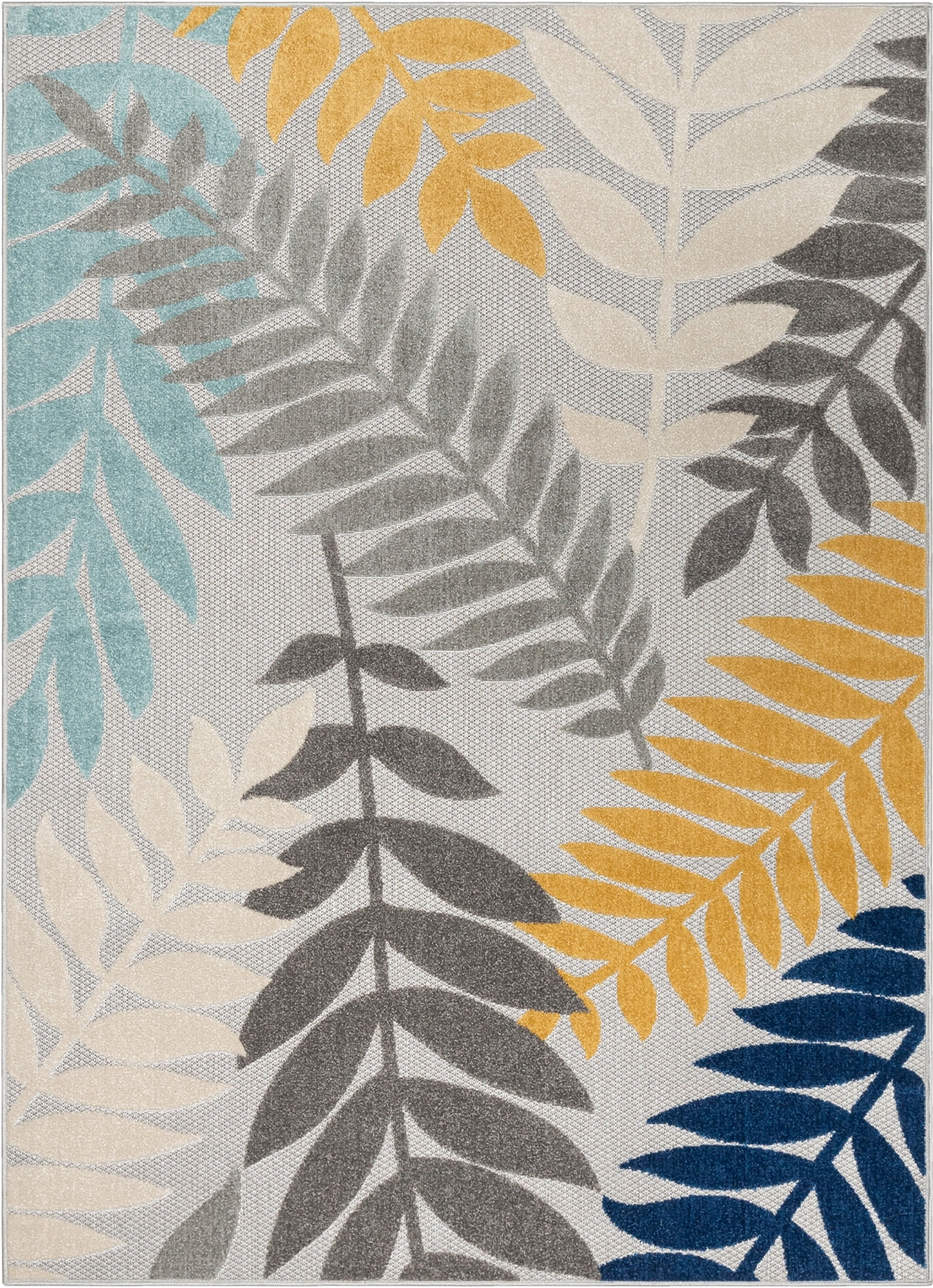Dorado Mariah Gray Floral High-Low Texture Indoor/Outdoor Runner Rug