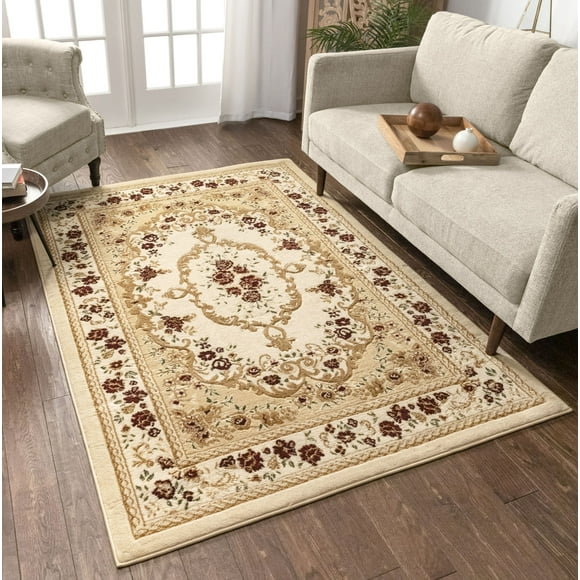 Well Woven Dulcet Versaille Traditional Medallion Oriental Ivory 3'3" x 5'Area Rug