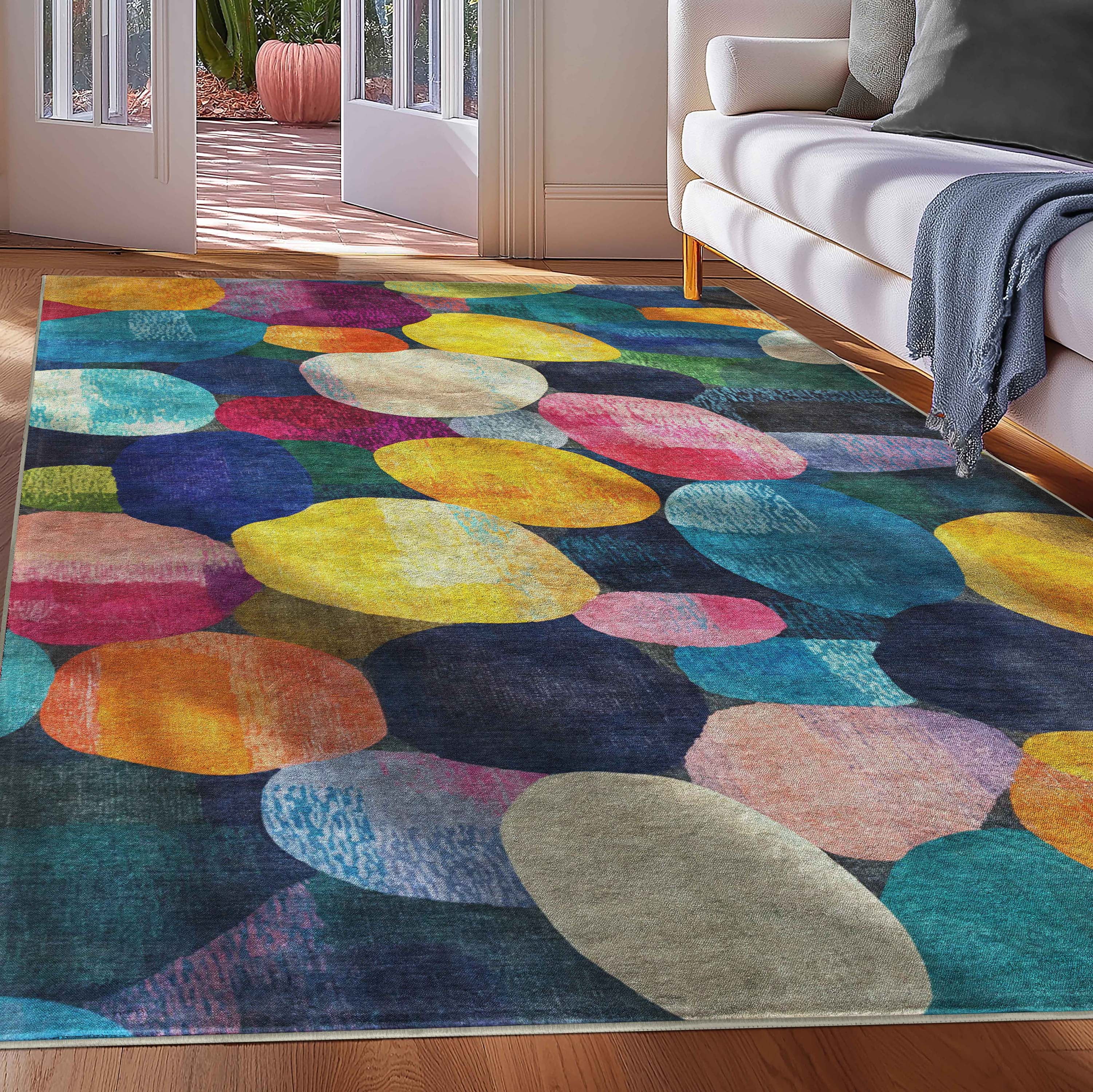 Well Woven Eclat 5'3" x 7'3" Rug – Vibrant Multicolor, Stain-Resistant & Easy to Clean