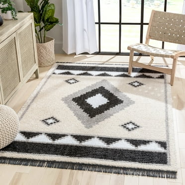 Well Woven Ein Grey Moroccan Diamond Medallion Pattern Area Rug 8x10 (7'10" x 9'10")