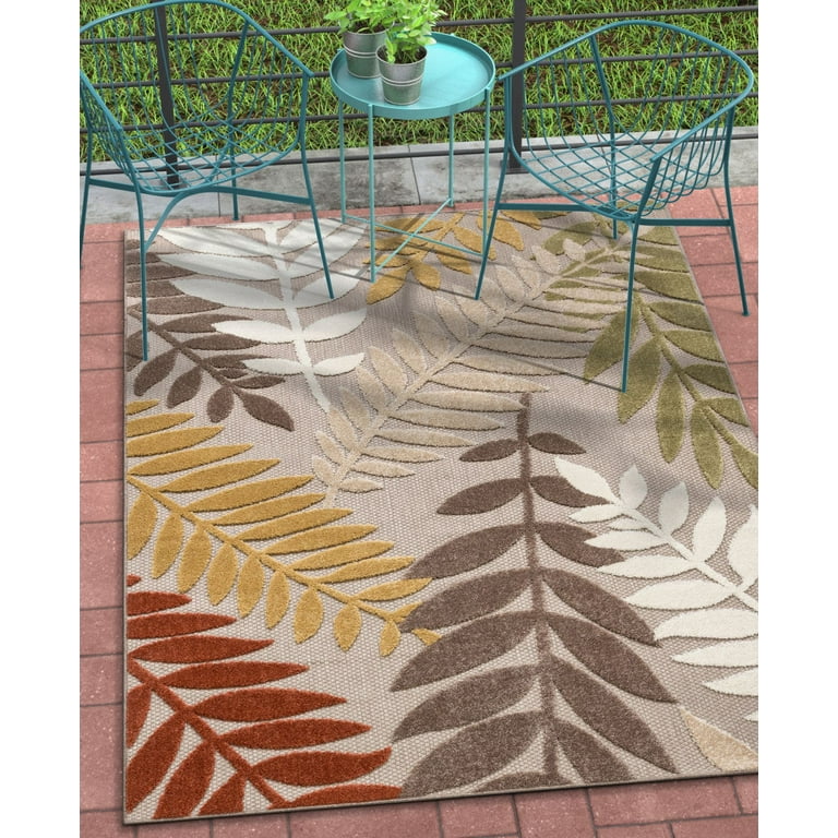 7'X10' Beige Machine Woven Uv Treated Geometric Indoor Outdoor Area Rug 7'X10' Beige Machine Woven Uv Treated Geometric Indoor Outdoor Area Rug