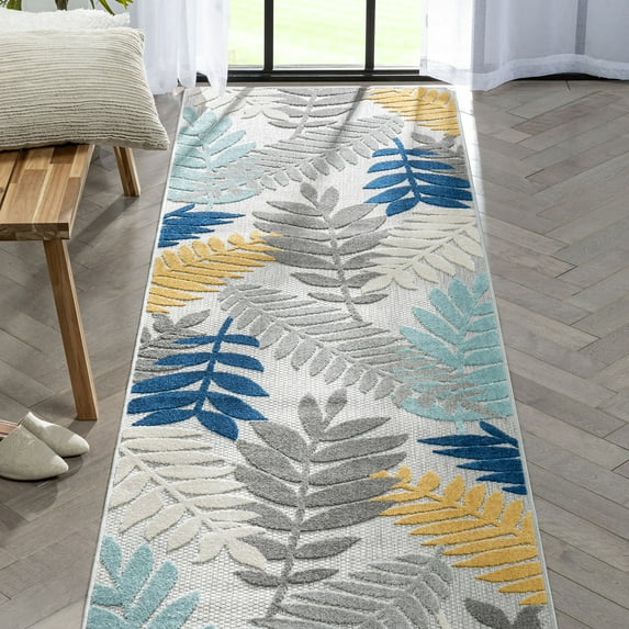 Well Woven Ella Floral Grey Indoor/Outdoor Area Rug High Traffic Stain Resistant Modern Carpet