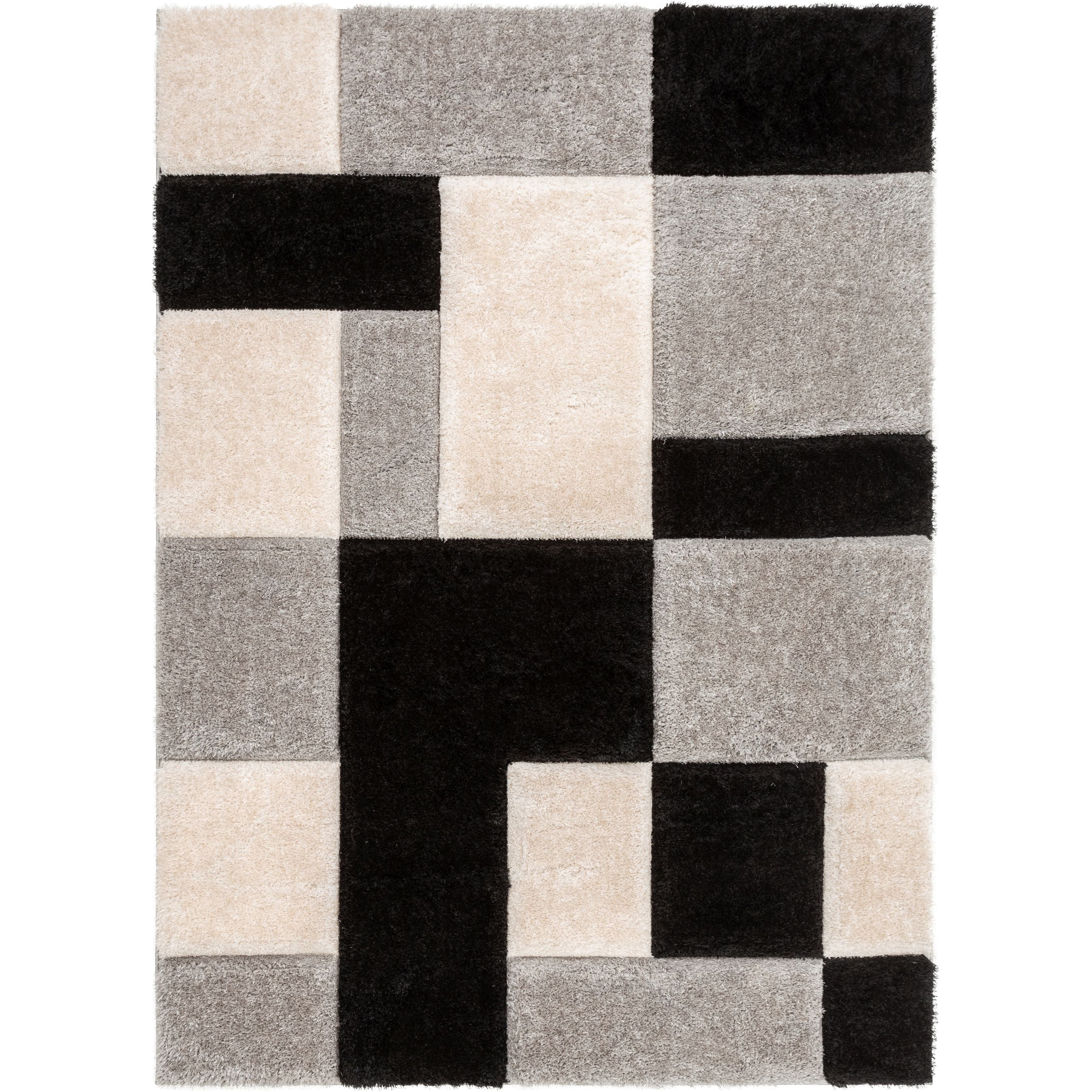 San Francisco Black Geometric 8' x 10' Shag Area Rug
