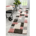 thumbnail image 1 of Well Woven Ella Pink Geometric Boxes 3D Textured Shag 2'7" x 9'10" Runner Rug, 1 of 8