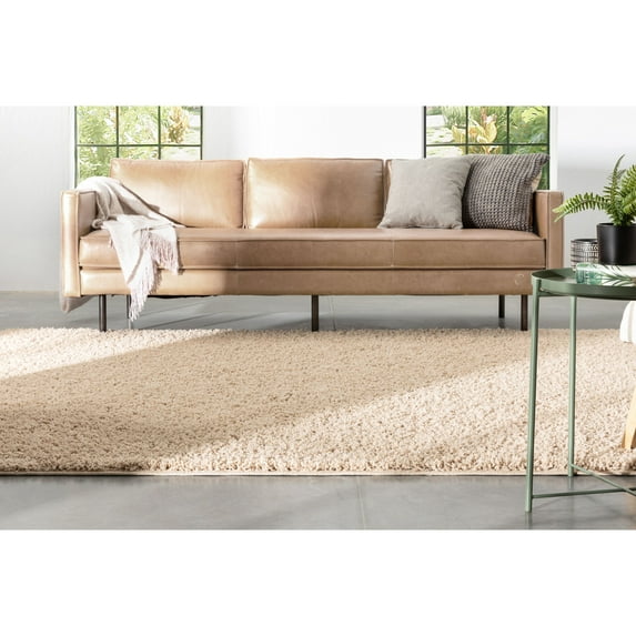 Well Woven Elle Basics | Emerson Shag Beige | Textured Area Rug 6x9 (6'7" x 9'6")