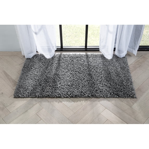 Well Woven Elle Basics | Emerson Shag Charcoal Grey | Textured Mat Rug 2x4 (2'3" x 3'11")