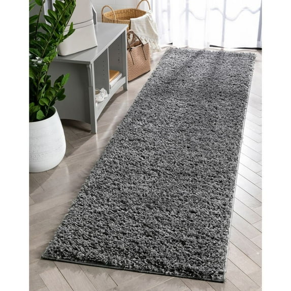 Well Woven Elle Basics | Emerson Shag Charcoal Grey | Textured Runner Rug 2x7 (2'3" x 7'3")