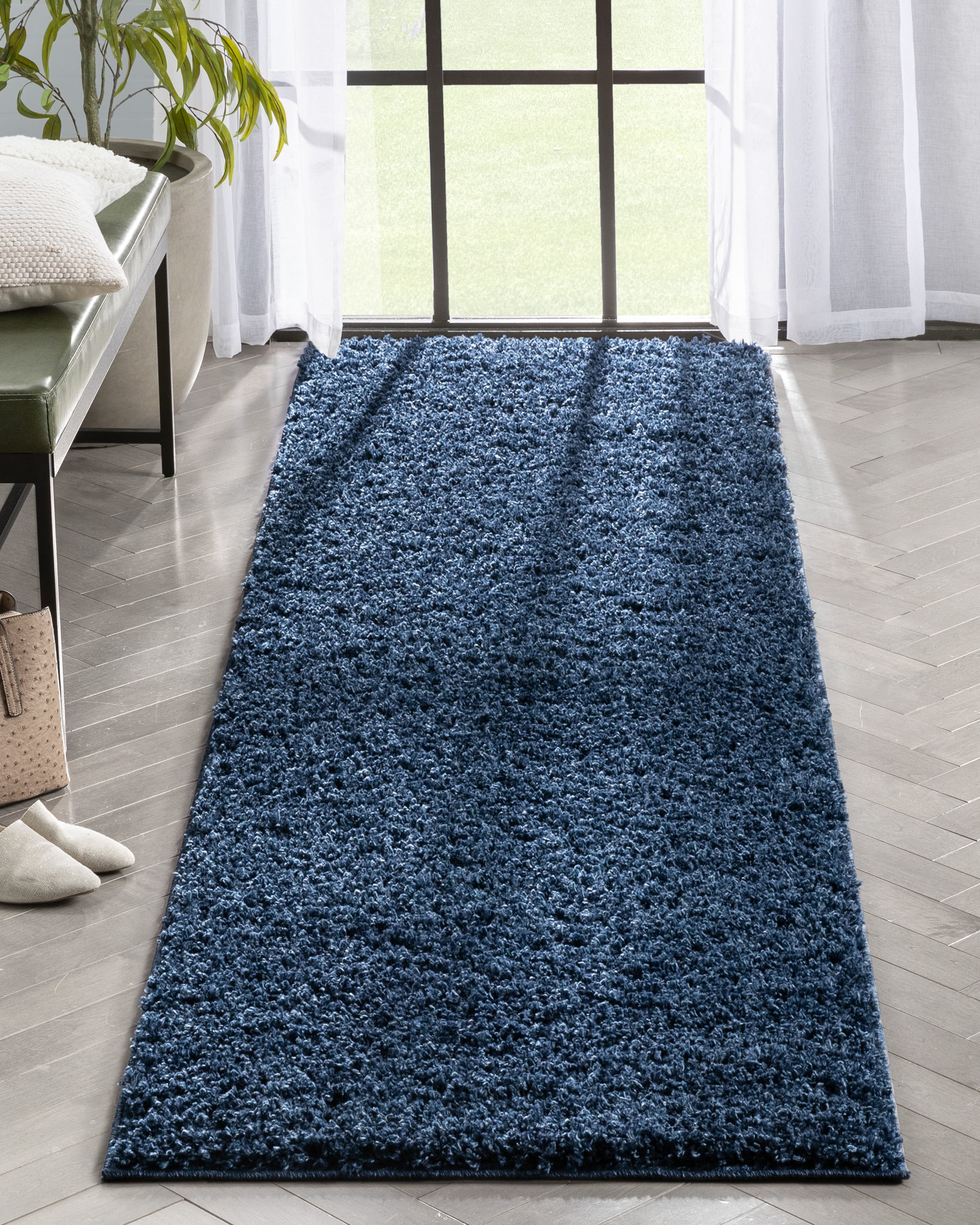 Well Woven Elle Basics | Emerson Shag Dark Blue | Textured Runner Rug 3x10 (2'7" x 9'6")