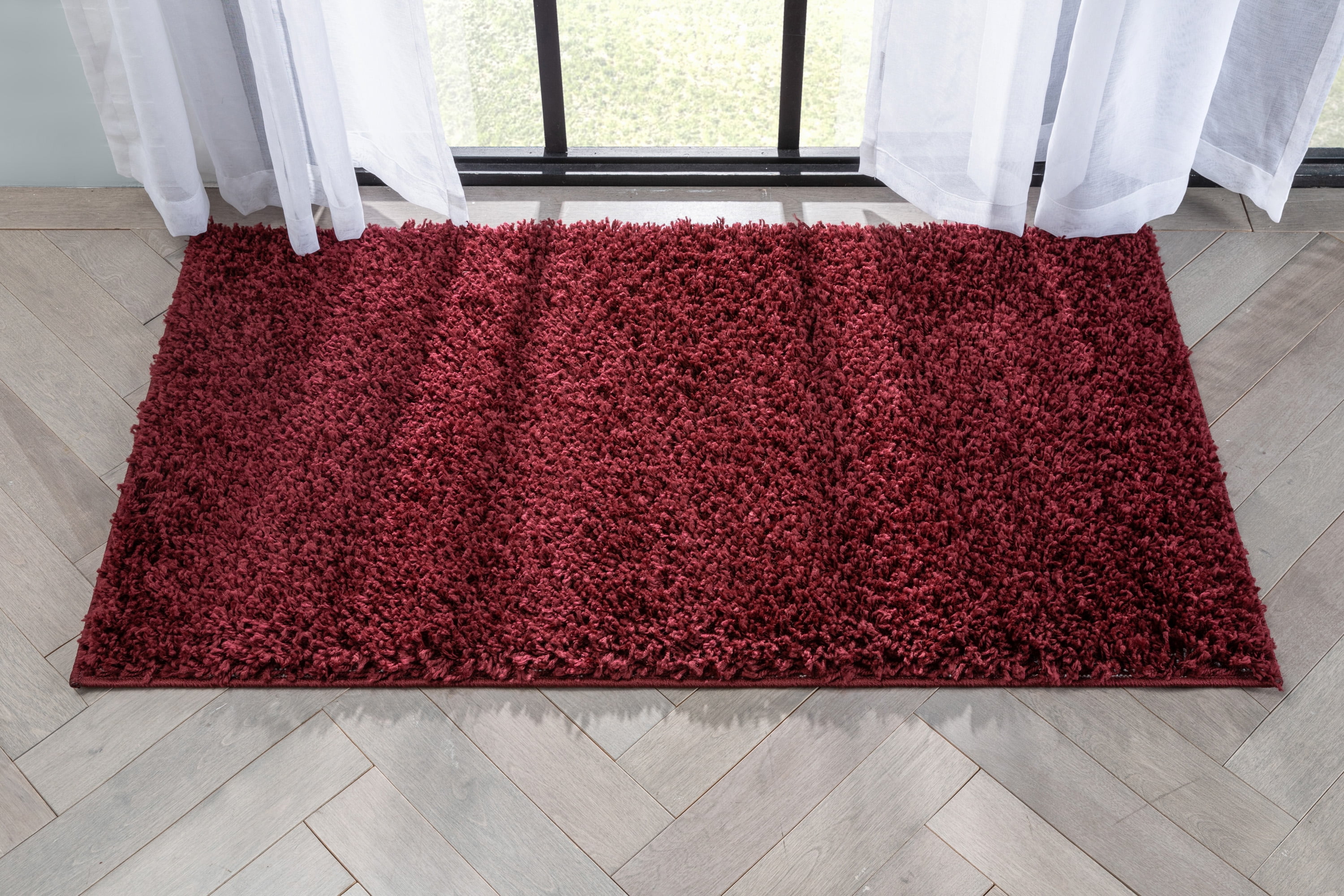 Well Woven Elle Basics | Emerson Shag Deep Red | Textured Mat Rug 2x4 ...