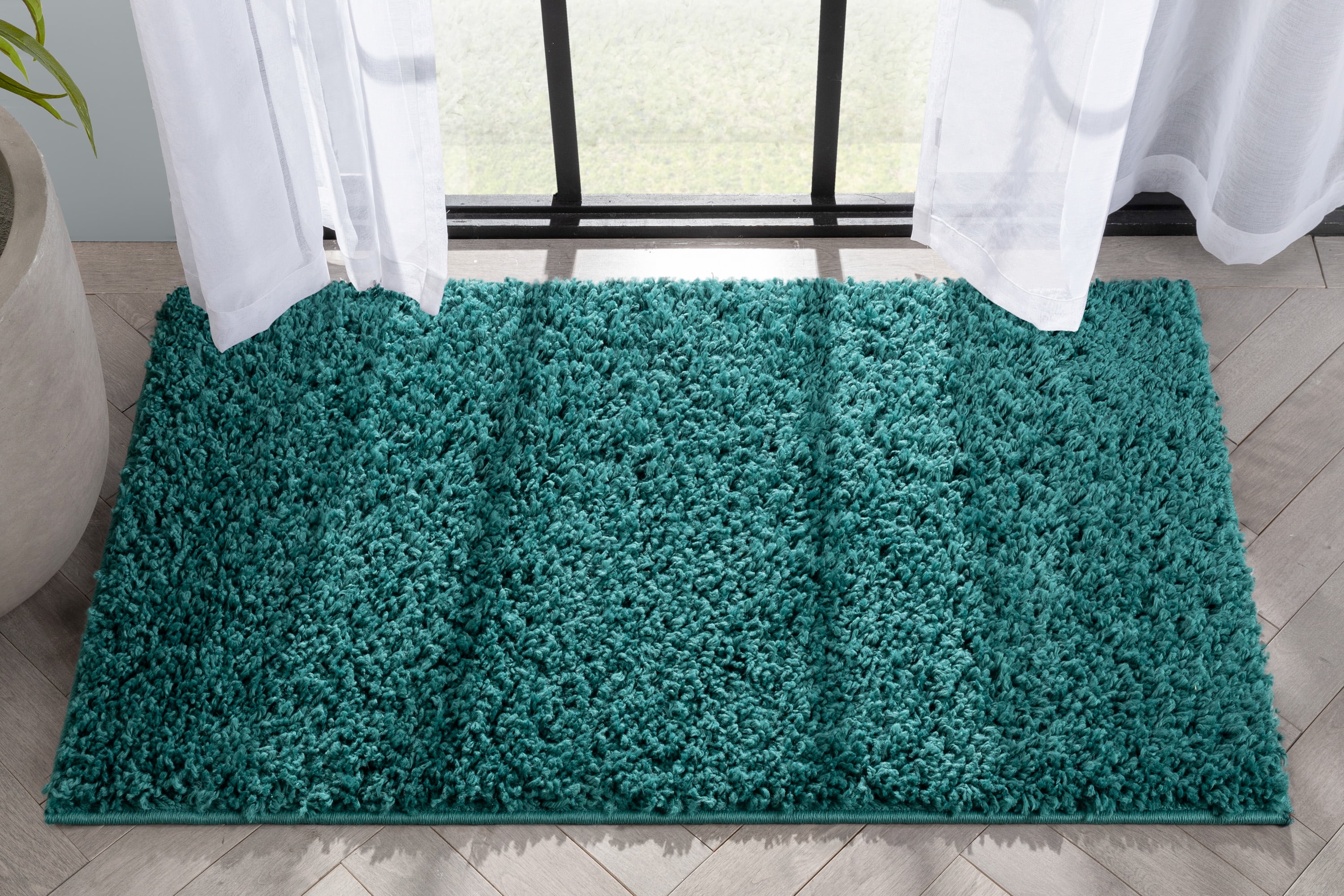 Well Woven Elle Basics | Emerson Shag Green | Textured Mat Rug 2x4 (2'3" x 3'11")
