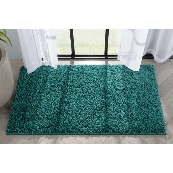 Well Woven Elle Basics | Emerson Shag Green | Textured Mat Rug 2x4 (2'3" x 3'11")