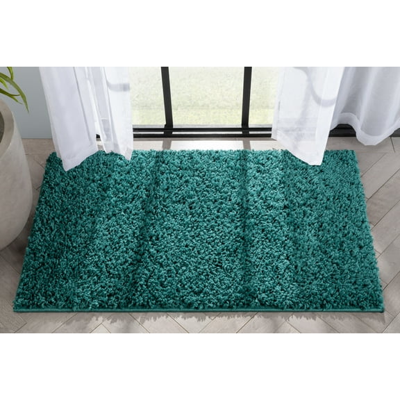 Well Woven Elle Basics | Emerson Shag Green | Textured Mat Rug 2x4 (2'3" x 3'11")