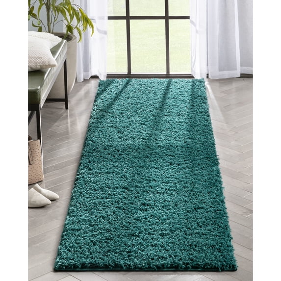 Well Woven Elle Basics | Emerson Shag Green | Textured Runner Rug 3x10 (2'7" x 9'6")