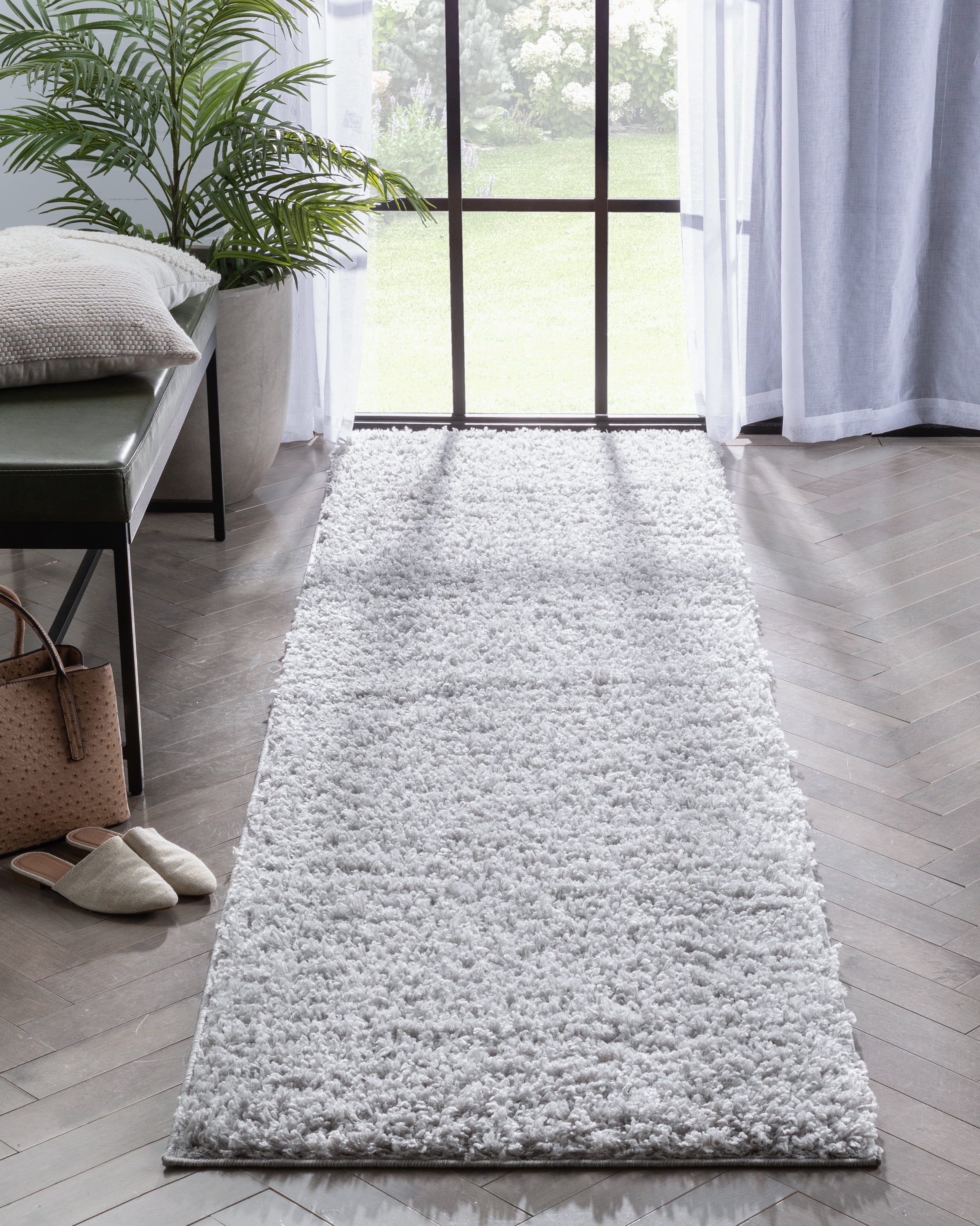 Well Woven Elle Basics | Emerson Shag Light Grey | Textured Runner Rug 3x10 (2'7" x 9'6")