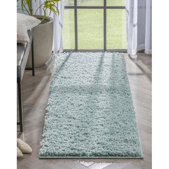 Well Woven Elle Basics | Emerson Shag Seafoam Green | Textured Runner Rug 3x10 (2'7" x 9'6")