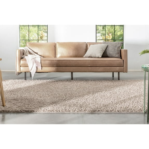 Well Woven Elle Basics | Emerson Shag Taupe | Textured Area Rug 3x5 (3'11" x 5'3")
