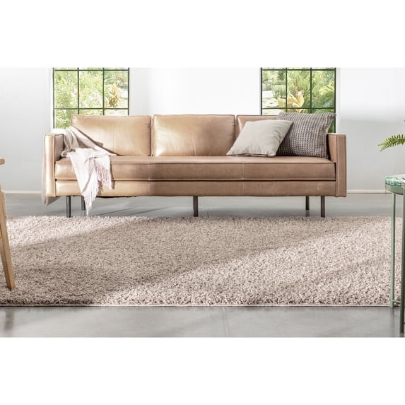 Well Woven Elle Basics | Emerson Shag Taupe | Textured Area Rug 6x9 (6'7" x 9'6")