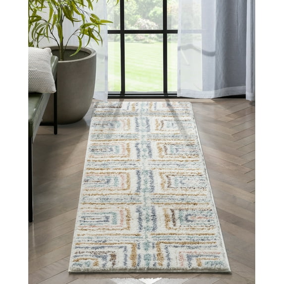 Well Woven | Evander Ivory | High-lo Pile | Cozy Shag Runner 2x7 (2'3" x 7'3")