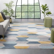 Well Woven Everleigh Honeycomb Geometric Blue, Mustard Gold, Grey Area Rug 311 x 53