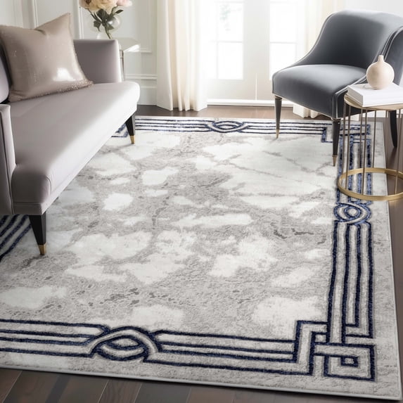 Well Woven Fairmont Huntington Modern Abstract Marble Pattern Blue 3'11" x 5'3" Area Rug