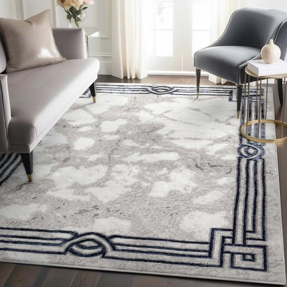 Well Woven Fairmont Huntington Modern Abstract Marble Pattern Blue 7'10" x 9'10" Area Rug
