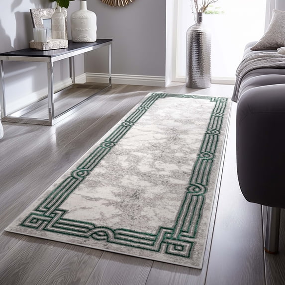 Well Woven Fairmont Huntington Modern Abstract Marble Pattern Green 2'3" x 7'3" Runner Rug