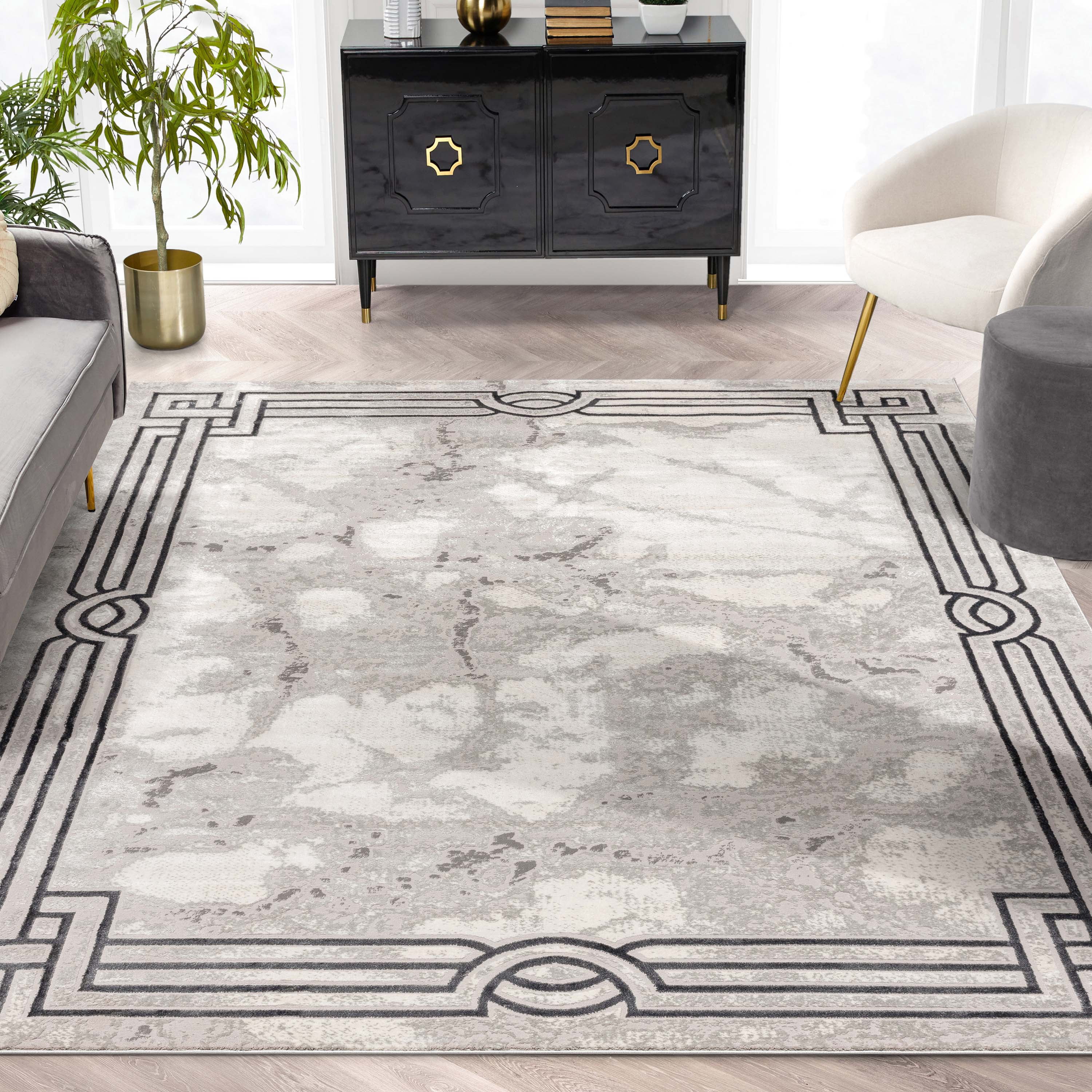 Well Woven Fairmont Huntington Modern Marble Black 7'10