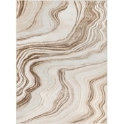 Well Woven Fairmont Warren Glam Abstract Striped Marble Pattern Ivory 23 x 73 Runner Rug