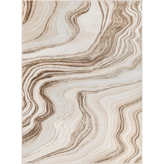 Well Woven Fairmont Warren Glam Abstract Striped Marble Pattern Ivory 2'7" x 9'10" Runner Rug