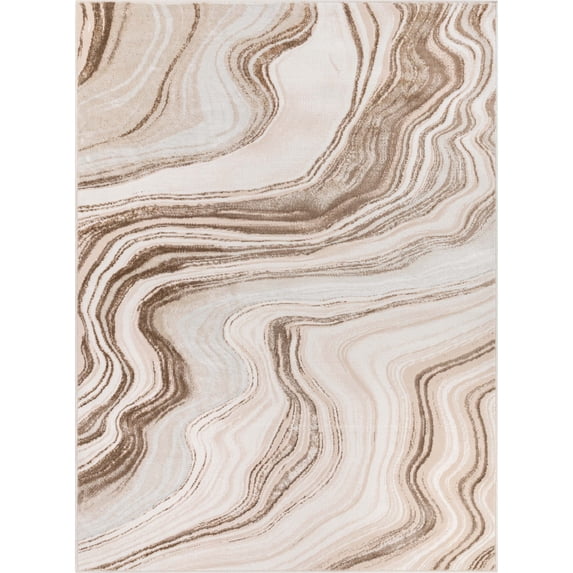 Well Woven Fairmont Warren Glam Abstract Striped Marble Pattern Ivory 2' x 3' Area Rug