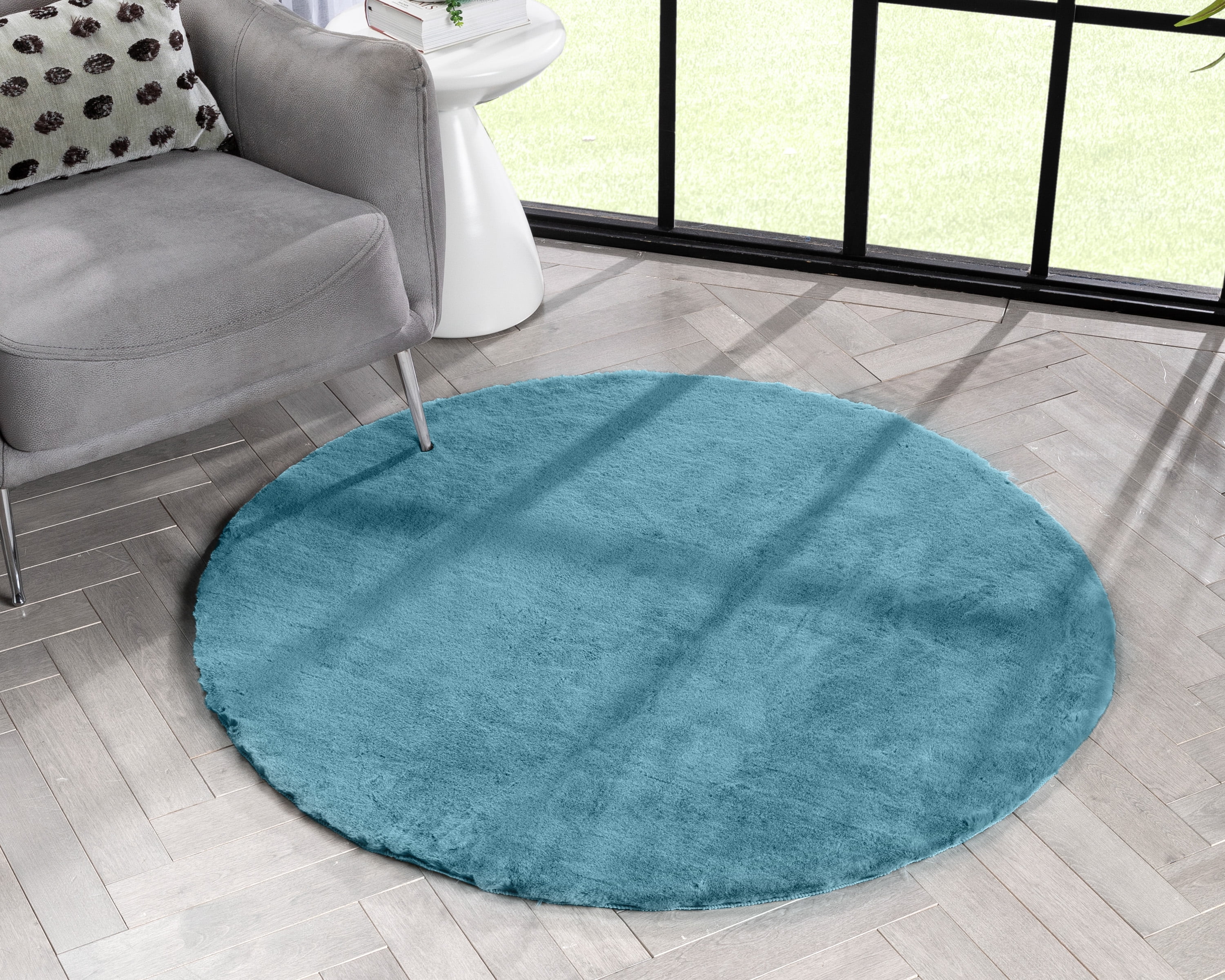 Well Woven | Faux Rabbit Fur Shag Light Blue | Super Soft | Area Rug 4 ...
