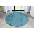 thumbnail image 1 of Well Woven | Faux Rabbit Fur Shag Light Blue | Super Soft | Mat Area Rug 3' Round, 1 of 8