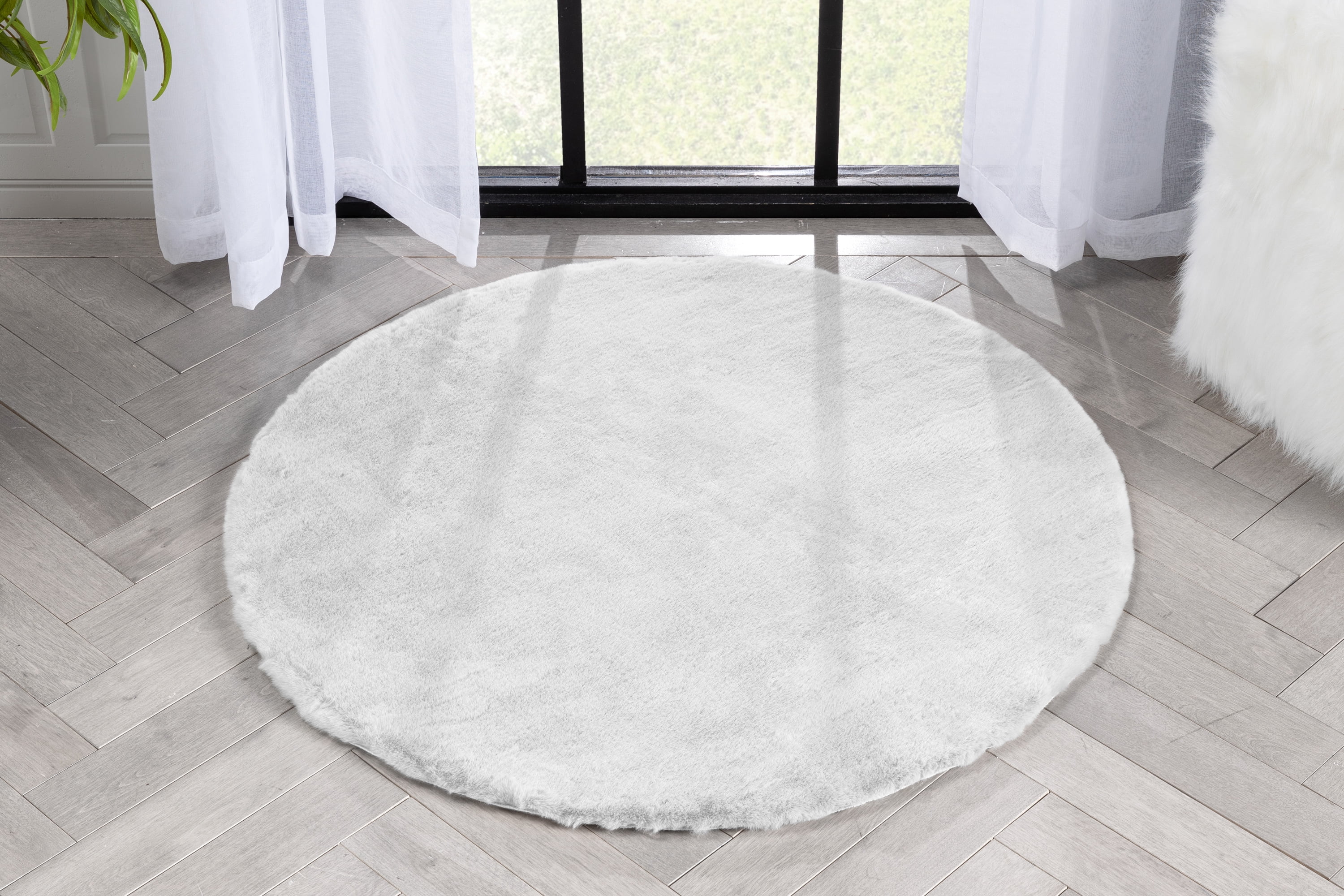 White Rabbit Fur Rug Well Woven | Faux Rabbit Fur Shag White | Super Soft | Mat Area Rug 3 ...