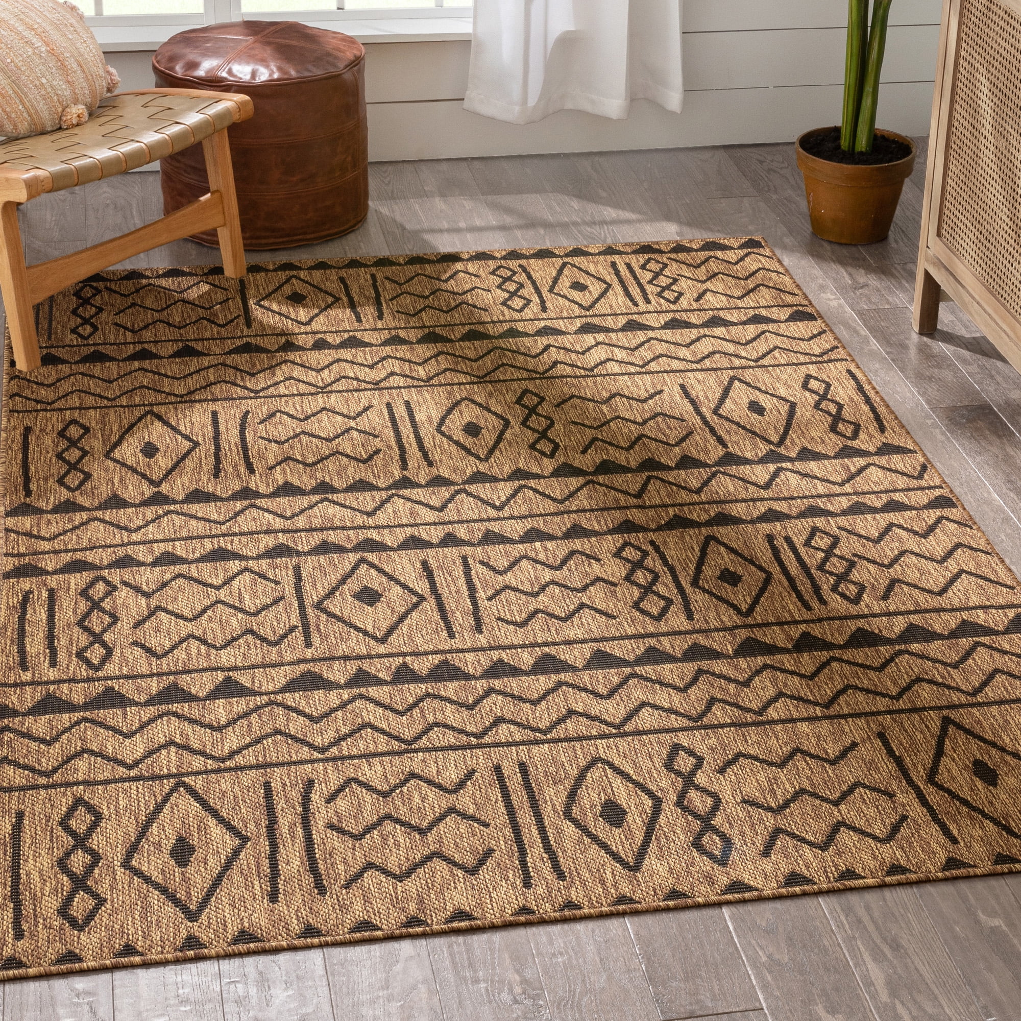 Well Woven Feya Natural Jute Indoor/Outdoor Tribal Pattern 8x11 (7'10 ...