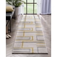 thumbnail image 1 of Well Woven Fiora Gold Modern Geometric Stripes & Boxes Pattern Runner Rug (2'7" x 9'10"), 1 of 8