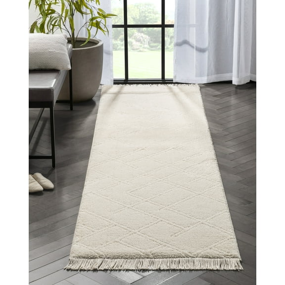Well Woven Flirth Ivory Angles Geometric Runner Rug 3x10 (2'7" x 9'10")