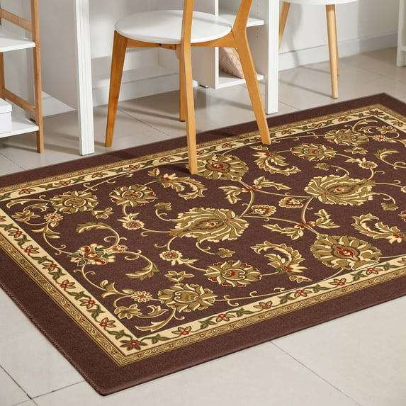 Well Woven Floral Oriental Flatweave 3'3" x 4'7" Area Rug Brown