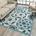 thumbnail image 1 of Well Woven Francesca Blue Indoor/Outdoor Medallion Floral Pattern Area Rug, 1 of 10