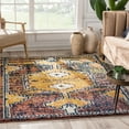 thumbnail image 1 of Well Woven Mawaia Gold & Rust Tribal Medallion Moroccan Shag Area Rug 5x7 (5'3" x 7'3"), 1 of 8