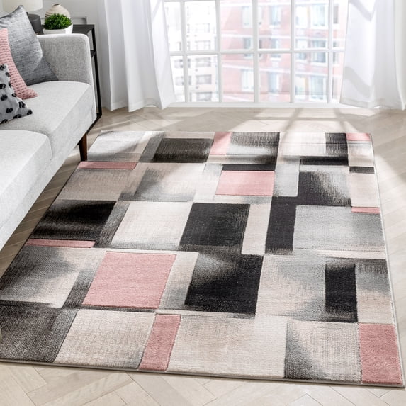 Well Woven Good Vibes Louisa Modern Geometric Blush Pink 9'3" x 12'6" Area Rug