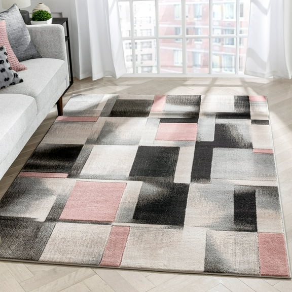 Well Woven Good Vibes Louisa Modern Geometric Blush Pink 9'3" x 12'6" Area Rug