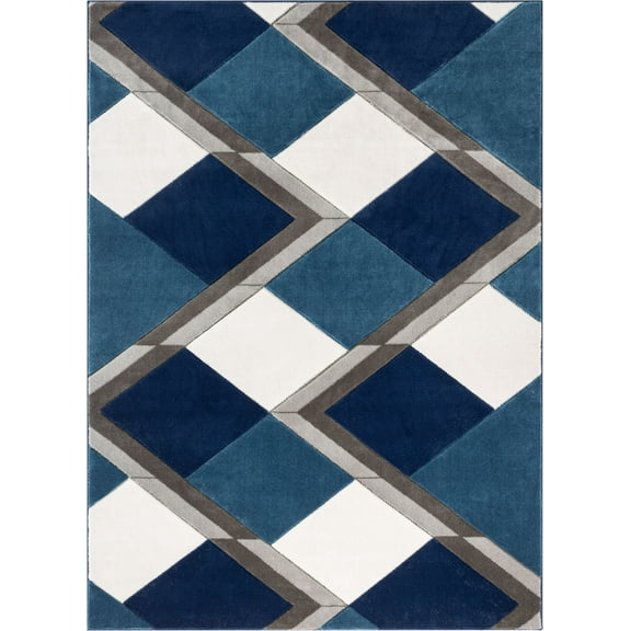 Well Woven Good Vibes Nora Modern Geometric Blue 3'11" x 5'3" Area Rug