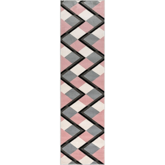 Well Woven Good Vibes Nora Modern Geometric Blush Pink 2'7" x 9'10" Runner Rug