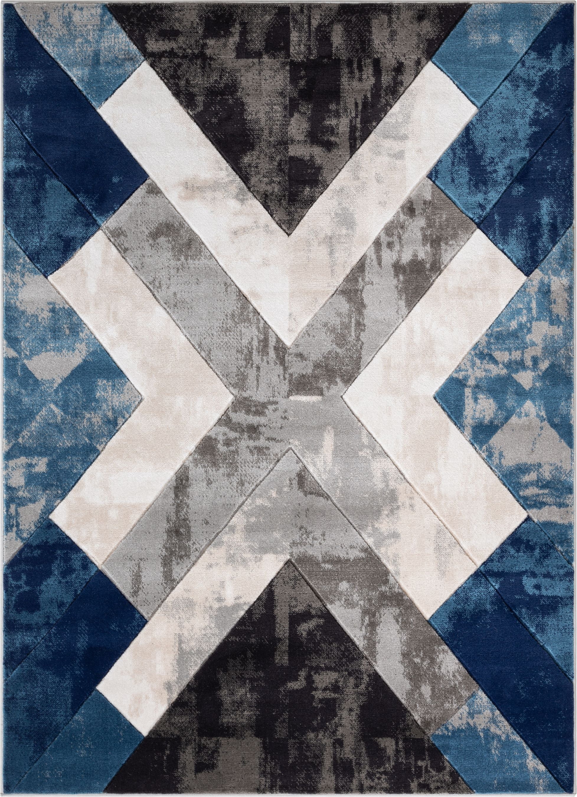 Well Woven Good Vibes Rosa Modern Geometric Blue 5'3" x 7'3" Area Rug