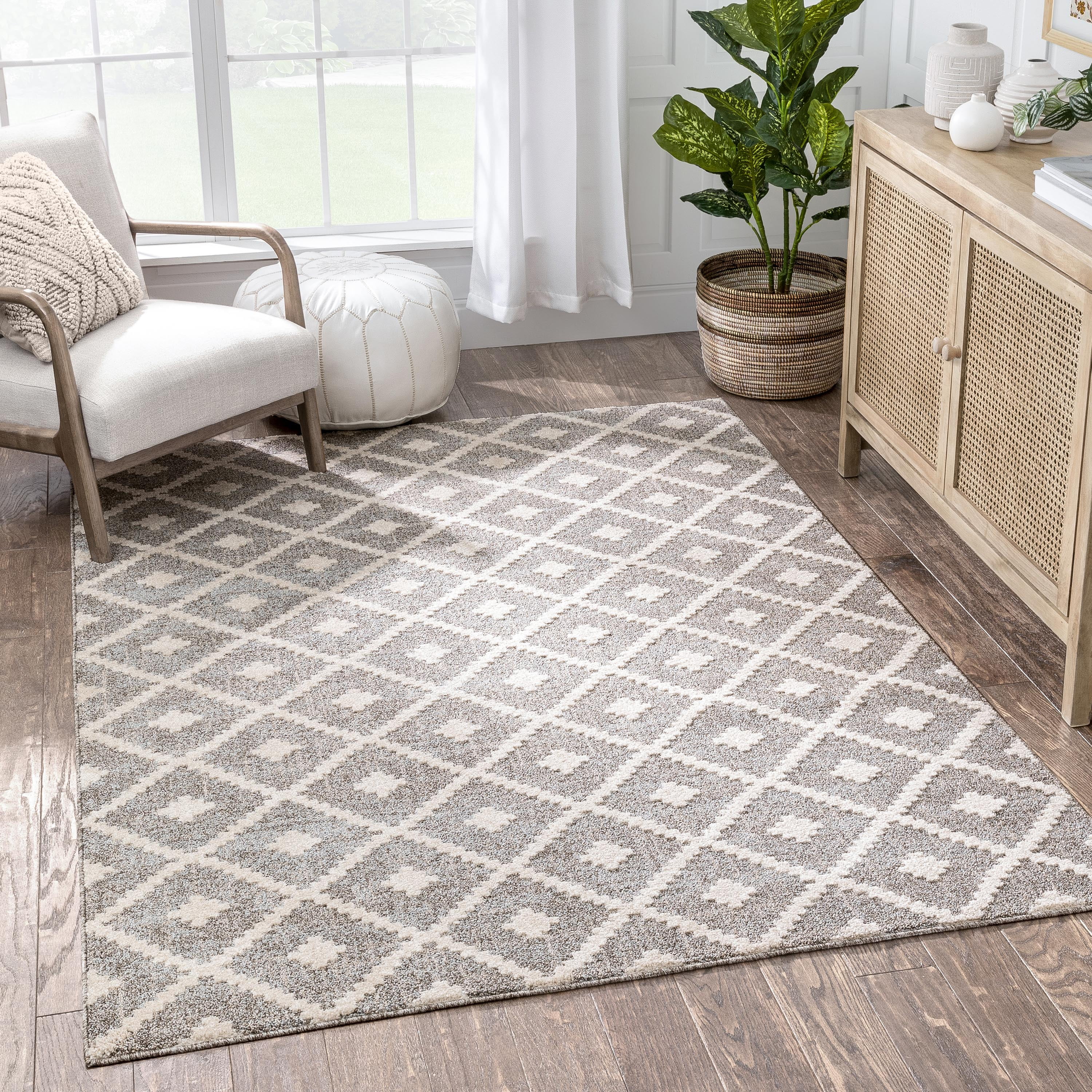 Well Woven Harlow Ailey Moroccan Lattice Trellis Ivory 5'3" x 7'3" Area Rug