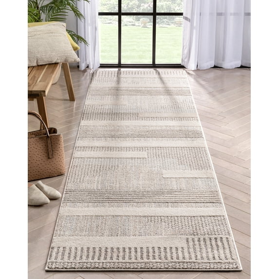 Well Woven Harlow Briar Contemporary Geometric Abstract Beige 2'7" x 9'10" Runner Rug