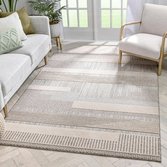 Well Woven Harlow Briar Contemporary Geometric Abstract Beige 3'11" x 5'3" Area Rug