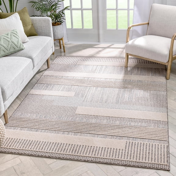 Well Woven Harlow Briar Contemporary Geometric Abstract Beige 7'10" x 9'10" Area Rug